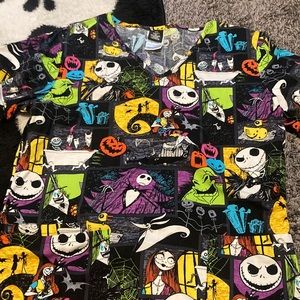 Disney Tim Burton's Nightmare Before Christmas Scrub Top Halloween sz XS